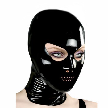 latex hood eye openings and perforated mouth