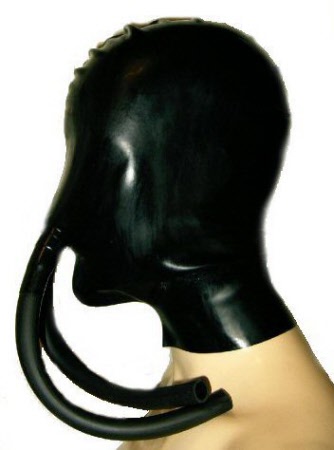 latex hood with nose tubes