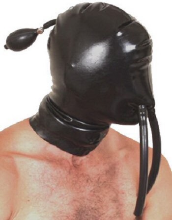 latex inflatable mask with nose breath tubes