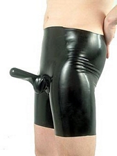 latex bermuda shorts with sheath