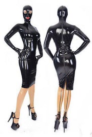 latex dress with hood