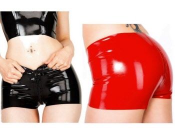 latex hotpants with zip