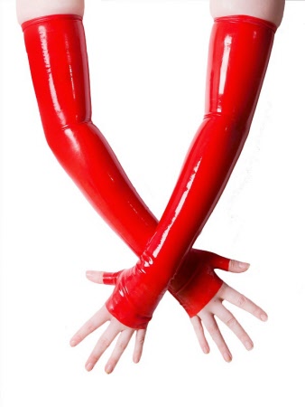 latex fingerless shoulder gloves