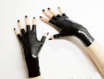 latex fingerless wrist gloves