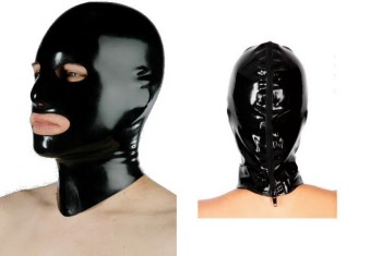 latex hood with zipper