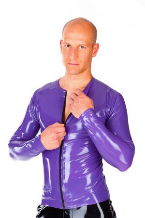 latex shirt with zipper